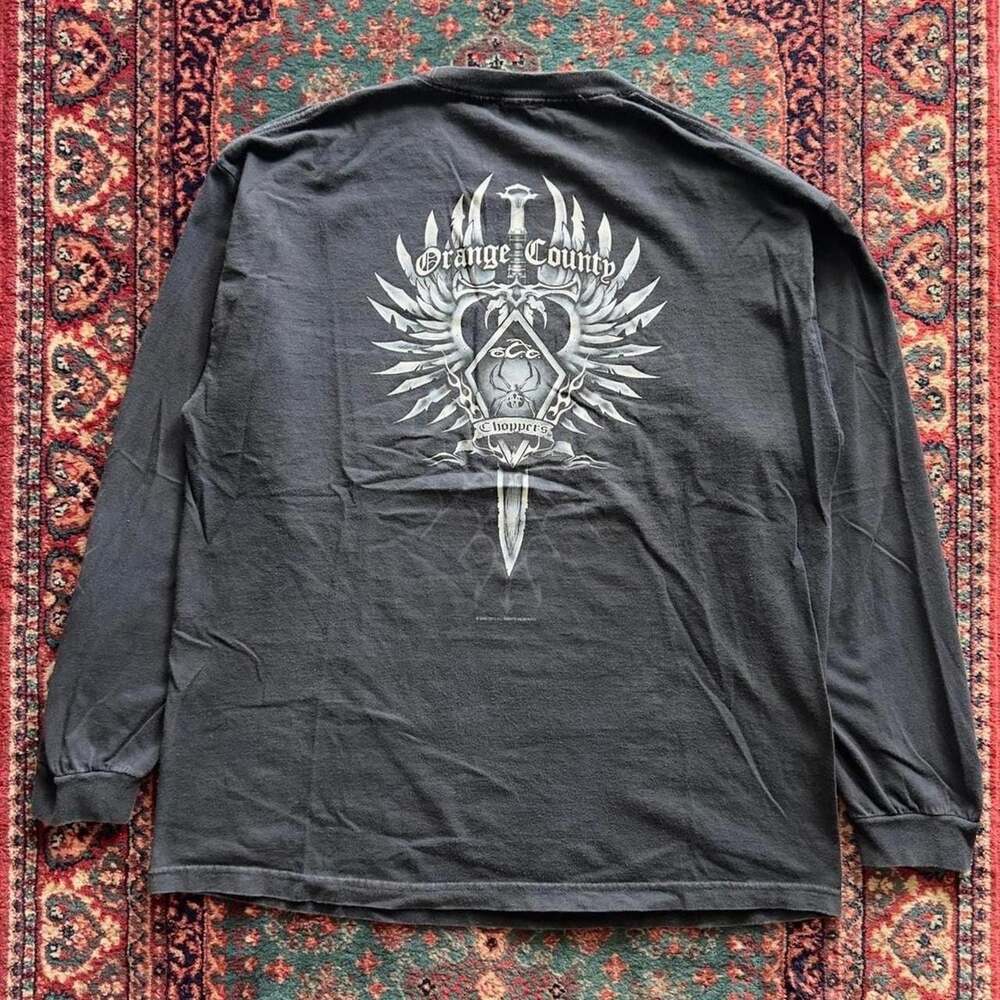 Vintage 2004 Orange County Choppers Spider Sword Graphic Long Sleeve Shirt